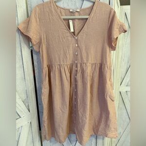 Madewell Blush Pink Button-Front Babydoll Dress. So beautiful new with tags.